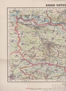 Heimatkarte Der alte Kreis Grünberg Schlesien, heute Zielona Gora, 1925